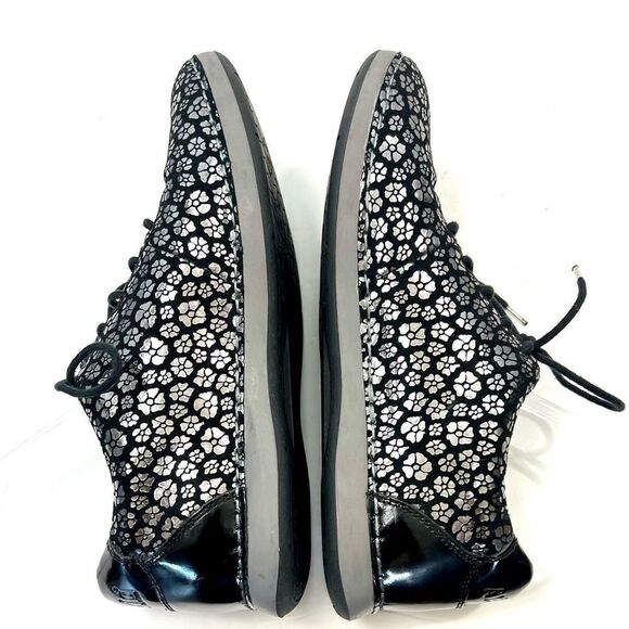 Alegria Essence Night Poppy Silver and Black Leather Sneakers - Picture 5 of 12